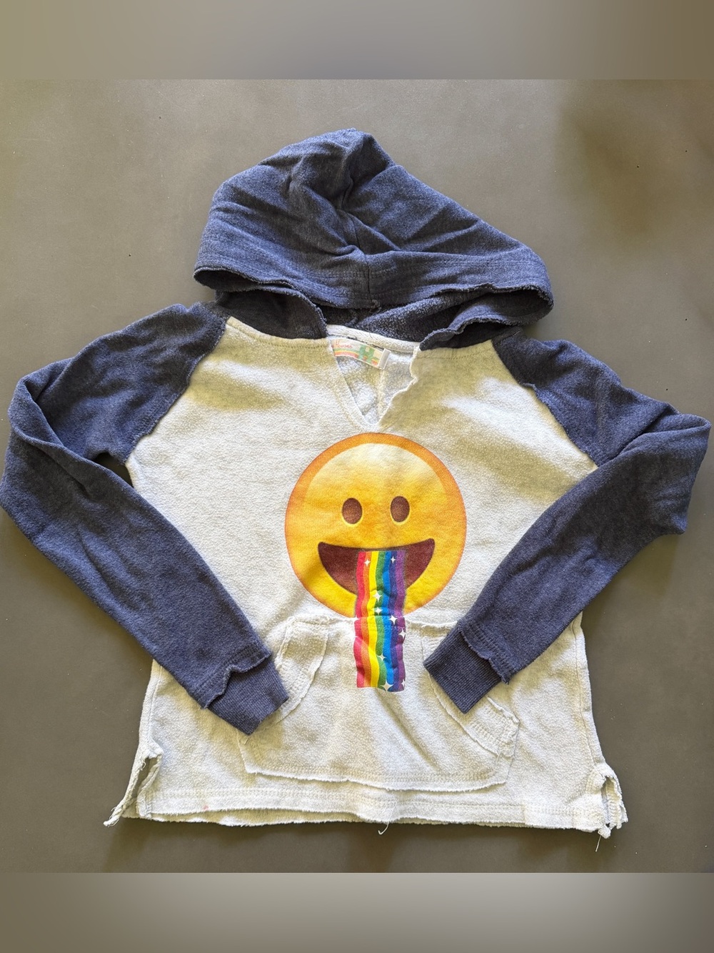 Girls Vintage Havana Emoji Rainbow-Print Hoodie Pullover Sz 7 8